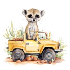  Safari Meerkat watercolor illustration, safari animals clipart