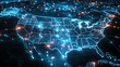 © BlackBird Studio - Abstract Digital Map. Connected USA: Data Flow Across the Nation