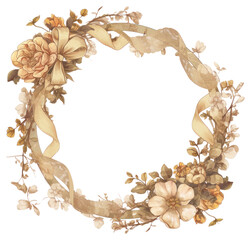 Poster - PNG  Elegant floral wreath illustration