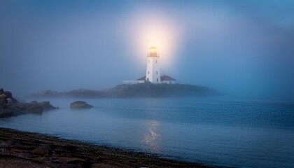 Poster - lighthouse in the fog