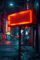 Sticker - A red traffic light on a city street