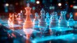 © keks20034 - A digital chessboard with holographic pieces symbolizing AI in business strategy.