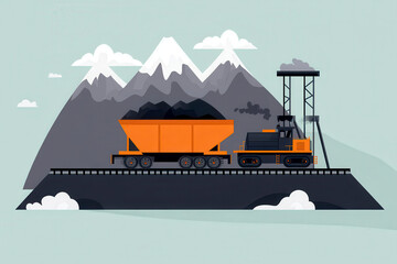 Wall Mural - Ore transport, moving raw materials, flat design illustration