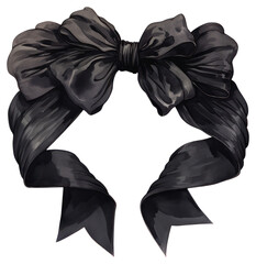 Canvas Print - PNG  Elegant black satin ribbon bow