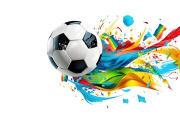 Poster - A soccer ball in mid-air, captured in a dynamic moment