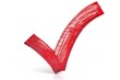 © Fotograf - Simple design of a red check mark made of plastic on a white background