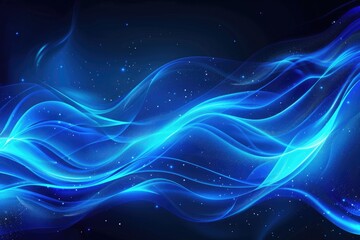 Wall Mural - A blue abstract background featuring wavy patterns and starry night sky