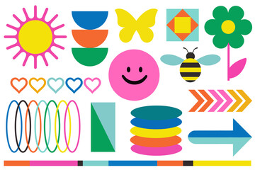 Sticker - PNG cute colorful geometric shape  element set, transparent background