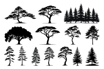 Wall Mural - PNG tree silhouette element set, transparent background