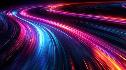 Sticker - Colorful light trails create a dynamic motion effect through a dark background