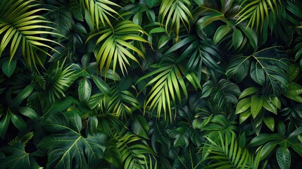  Abstract tropical green foliage texture background