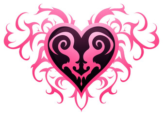 Poster - PNG  Ornate pink heart design