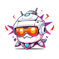 Sticker - A cartoon character with a helmet and goggles on his head