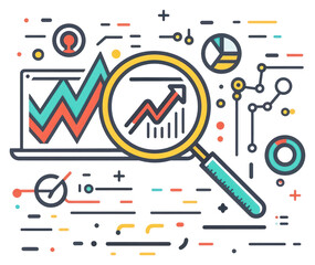 Poster - Analytics magnifying glass growth chart