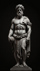  statue of a person on black background