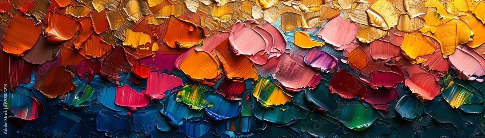 Vibrant abstract oil painting with bold brush strokes in a wide range ...