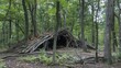 © jitthanant - Shelter created by fallen trees and branches fostering dynamic forest regeneration processes, forest shelter dynamics, forest succession