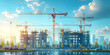 © Suralai - City building construction sites development and tower cranes.generative ai