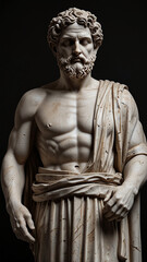  statue of a person on black background