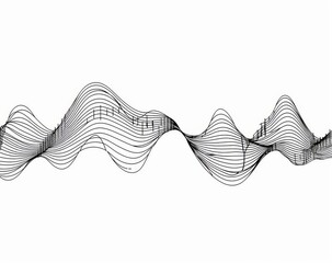 Modern illustration of continuous sound waves. Linear audio spectrum outline. Editable strokes.