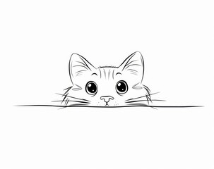 Wall Mural - This is a continuous one-line sketch of a cute cat. This modern illustration can be edited by altering the outline or stroke.