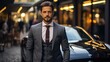 © Hanasta - Businessman in suit standing near his car