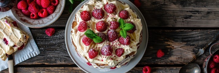 Poster - Summery tiramisu featuring fresh raspberries and smooth mascarpone cheese