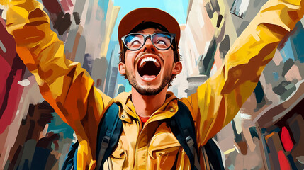 Wall Mural - Excited person portrait