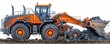 © jitthanant - Front loader with a debris bucket, isolated on a white background, photo of loader isolated white background, waste handling equipment