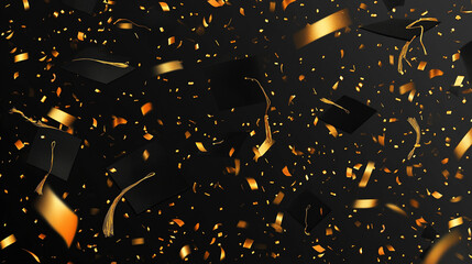 Flying awards confetti Flying graduation caps