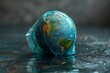 © AlexCaelus - Earth covered in a plastic bag highlighting environmental pollution and global warming concerns on a dark background.