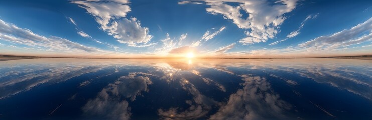 Wall Mural - 360 degree above clouds with sunny sky. HDRI spherical panorama.