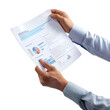 © AlexCaelus - Hands holding business document with charts and graphs, demonstrating data analysis and professional report in a corporate setting.