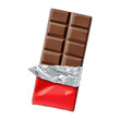 © ideaCuz Studio - Milk Chocolate Bar Partially Unwrapped With Shiny Silver Wrapper And Bright Red Base On Isolated On Transparent Png Background , Ideal For Sweet Treats And Chocolate-Themed Marketing Campaigns . Gener