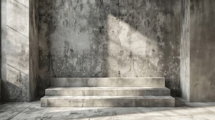 Poster - Three-dimensional room with concrete backdrop for product display