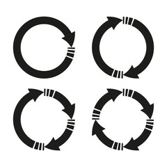 Wall Mural - Circular arrow icons. Black rotation symbols. Vector shapes.