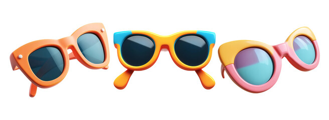 Vibrant Sunglasses Set Isolated on Transparent Background