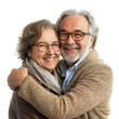 © Ninna Rodrigues - Happy senior couple smiling and embracing each other, isolated on transparent background