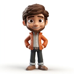 Poster - 3D Illustration of a Smiling Man in Casual Clothing: Cartoon Character for Digital or Print Projects