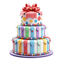 Wall Mural - birthday cake isolated on transparent white background, clipping path