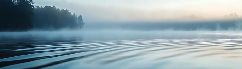 Canvas Print - Tranquil Lake with Foggy Trees Photo