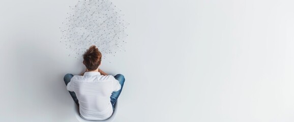 a software developer working on a network application, white background, natural lighting, copy space