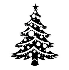 Christmas tree fir decorated, symbol icon