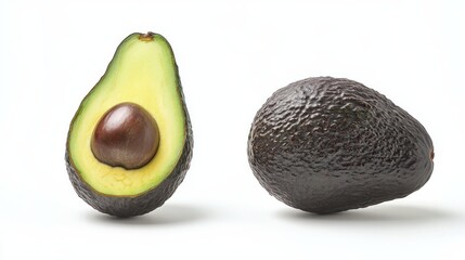 Wall Mural - opened and closed Avocado on white background