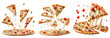 © Putra - Colorful pizzas set isolated on transparent background with vibrant toppings and detailed designs delicious and artistic