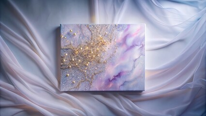 Sticker - Delicate and modern abstract art with pale pink canvas and shimmering gold veins, abstract, art, pale pink, canvas