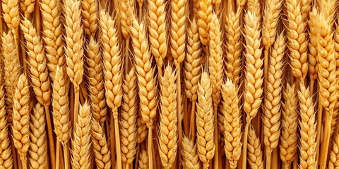 Sticker - Ears of wheat pattern background, agriculture, harvest, cereal, golden, texture, organic, farm, crop, bread, rural, close-up