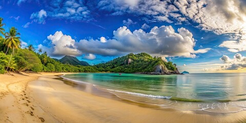 Poster - Panoramic view of the beach at Masoala, beach, ocean, tropical, panorama, Madagascar, coastline, paradise, travel, vacation