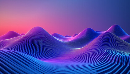 Aufkleber - Abstract 3d topographic landscape rendering in synthwave colors