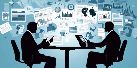 Poster - Businessmen are having a business meeting about data analysis
